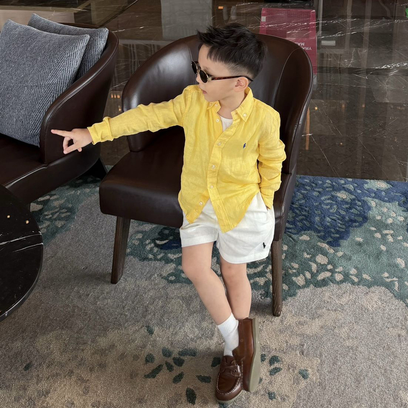 Boys' Shirts, Children's Summer Clothing 2026 New Style, Old Money Style Outfit, Long-Sleeved Sun Protection Clothing, Baby Girl Yellow Clothes, Trendy