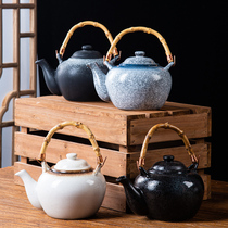 Japanese-style large teapot restaurant bamboo handle portable cup set ceramic retro handle beam kettle single pot teapot