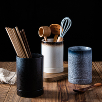Japanese-style ceramic kitchen restaurant household drain chopsticks bucket basket bucket cage chopsticks knife storage rack chopsticks box creative tableware