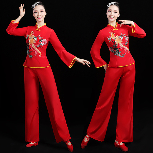 Chinese folk dance dress for women Yangko dance costume performance costume female northeast nationality waist drum dress Fan Dance Costume square dance suit