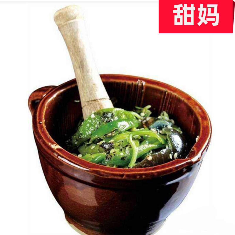 Coarse ceramic rolling mortar mortar son dao garlic rice paste household on the bowl restaurant pepper preserved egg rolling an eggplant fantastic mail bag
