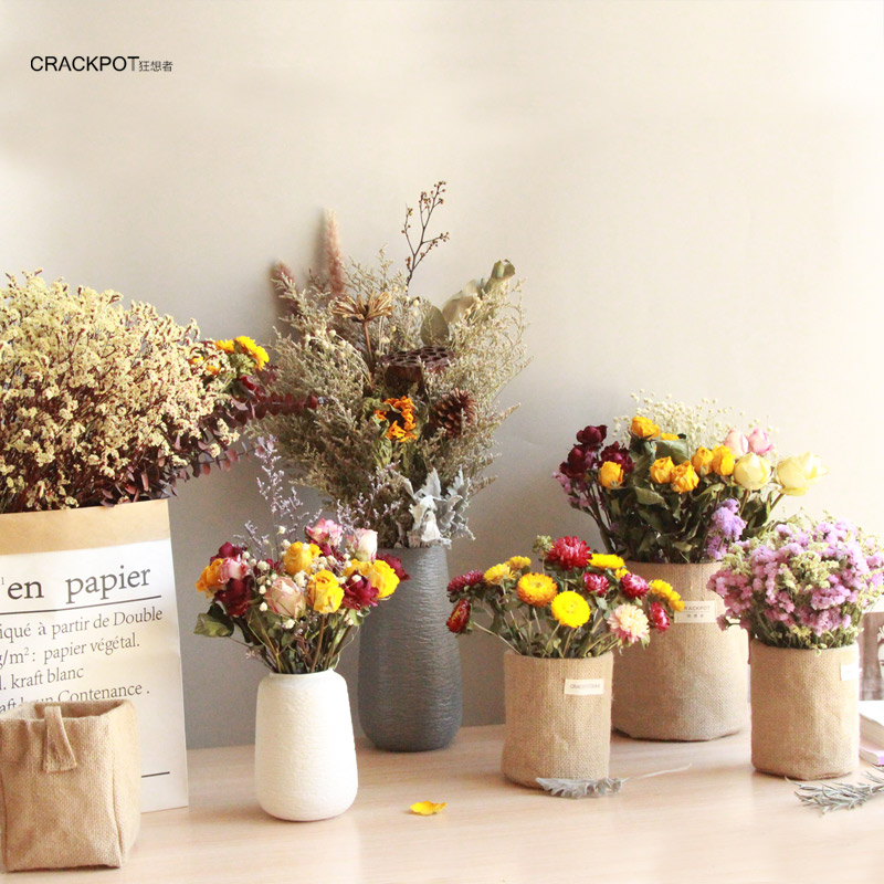 Who fancies, dried flower implement basket 】 【 fasten ins northern wind burlap sack straw bag as cans ceramic flowers