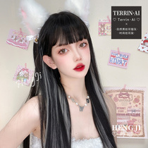 Hum everyday wig womens long hair hanging ears dye white full head cover style lolita round face natural realistic wig cover