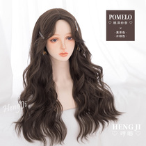 Hum home wig medium divided big wavy long curly hair womens long hair natural full head cover realistic hair wig cover