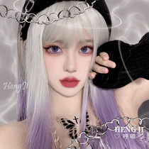 Hum lolita wig womens summer long hair natural fluffy face trimming jk net red gradient long straight hair full head cover