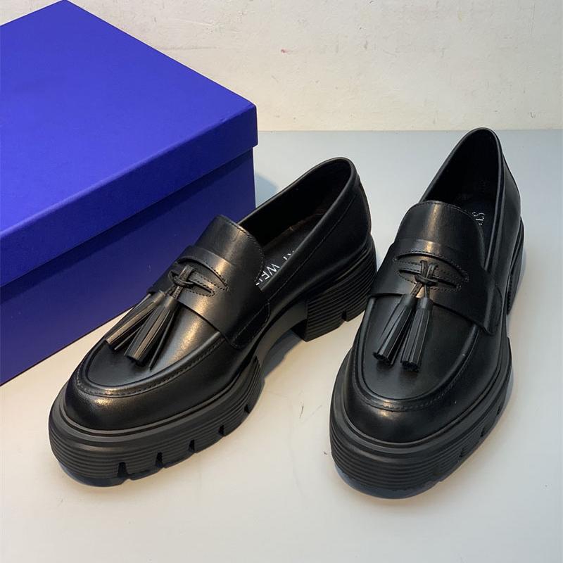 Original Factory 2026 Early Spring New Model Sw Thick-Soled Slip-On Loafers for Women, British Style with Tassel Pendant Decoration, Lazy Shoes