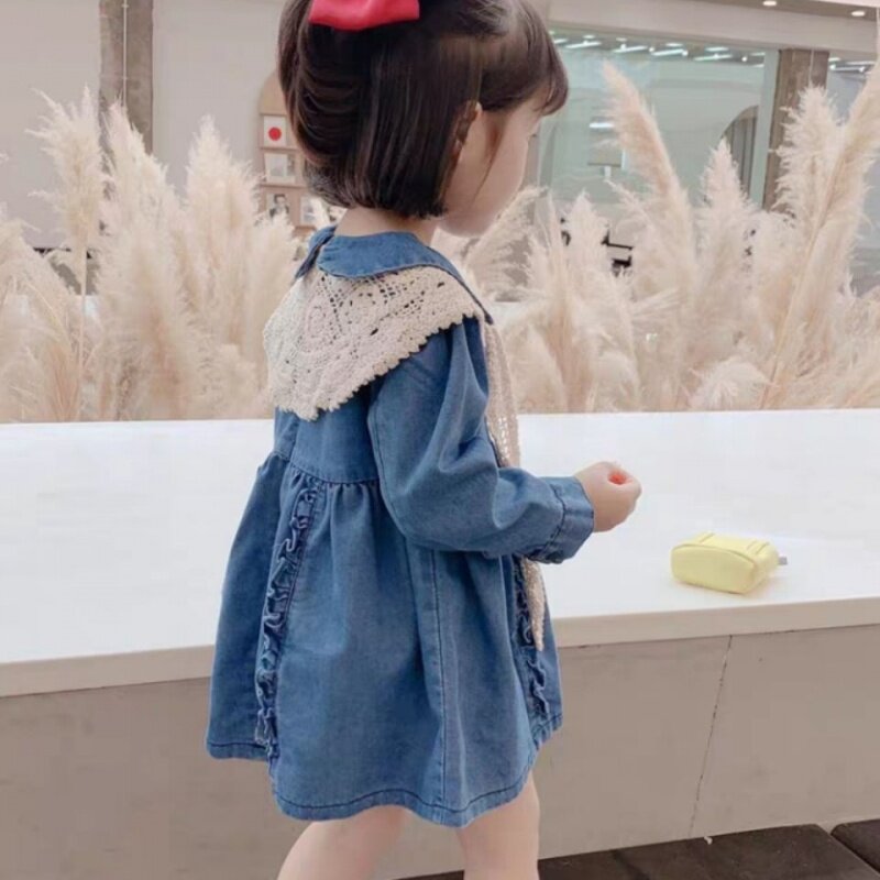 Girl 2022 Spring Dress New Woman Baby Cowboy Princess Dress Boy Denim Jeans Children Dress Children Dress Dress Dresses