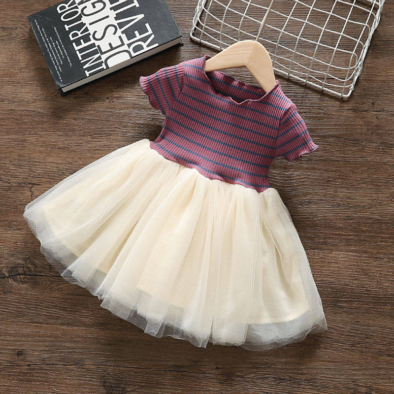 Girls' summer dress 2022 new Western style children's dress summer princess skirt small and medium girls baby skirt short sleeves