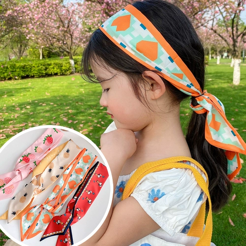 Детский шелковый шарф, волосы с женской корейской девушкой с маленькой девочкой, милой длинной лентой, волосами для волос верево