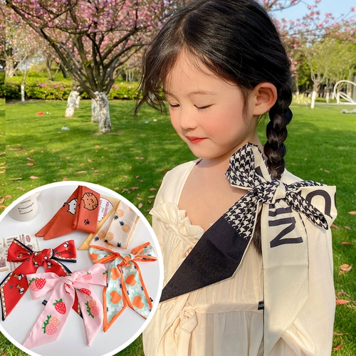 Детский шелковый шарф, волосы с женской корейской девушкой с маленькой девочкой, милой длинной лентой, волосами для волос верево