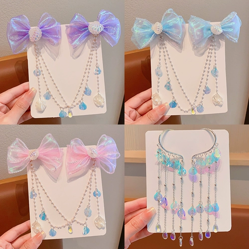 Детская цепочка, ожерелье, серьги для принцессы, аксессуар для волос, ханьфу с кисточками