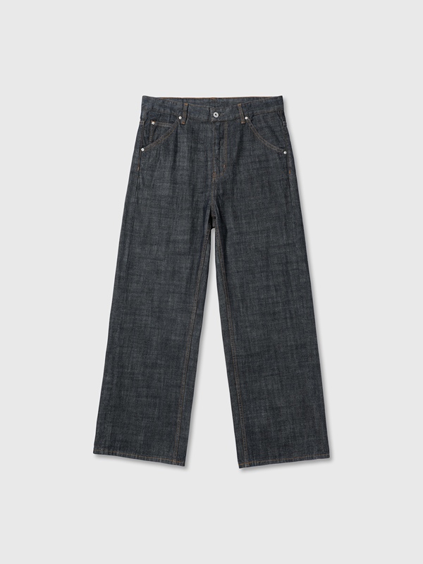 Hobkirk 26Ss Custom-Woven 13oz Textured'Green Light' Loose Straight-Leg Raw Denim Jeans