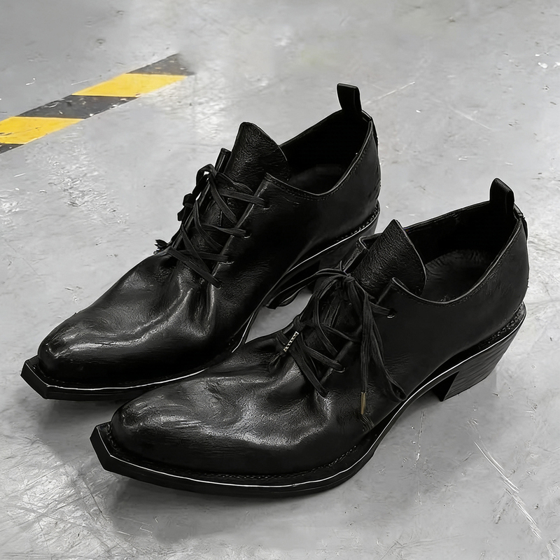 Couple's Dark Gothic Versatile Pointed-Toe Wizard Shoes, Men's Leather Retro Pointed-Toe Derby Shoes, Thick-Soled Casual Commuting Leather Shoes for Women