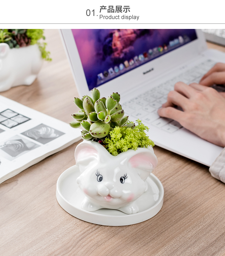 Department of European style of the cartoon animal pig meat flowerpot creative move more lovely hand - made ceramic flower pot home sitting room