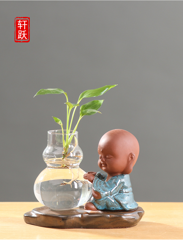 Creative move other hydroponics vases, glass transparent Chinese wind zen desktop water raise flowers planted a flower pot ceramics