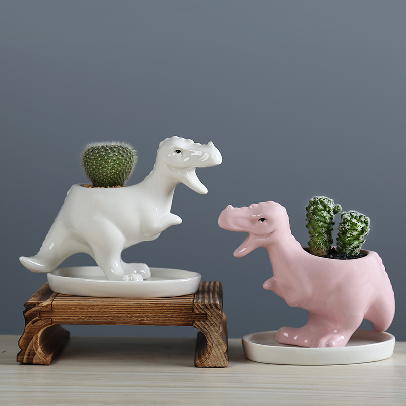 Contracted and creative move and lovely old running of meat flowerpot desktop trumpet with tray was the plants more white basin ceramic breathe freely