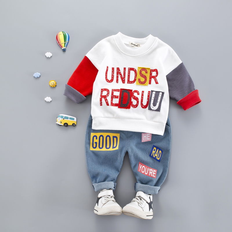 Male baby spring suit 2019 new children's foreign school clothes 0 a 1-3 year old boy autumn sweater two-piece set