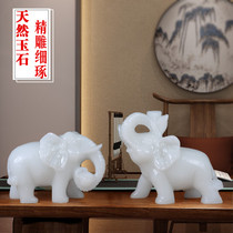 Natural jade elephant ornaments a pair of lucky luck living room wine cabinet home decorations office table