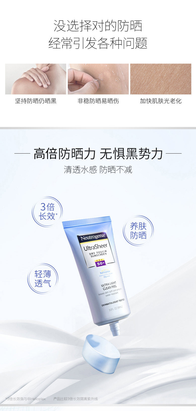 美国强生旗下 露得清 轻透防晒乳 SPF50+ 88ml 图2