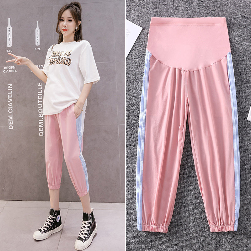 Maternity pants summer thin section outside wear chiffon wide-leg fashion casual sports underwear small loose 200 catties