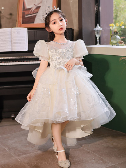 夏天超仙女童公主裙高端洋气儿童礼服裙十岁生日女孩主持钢琴演奏
