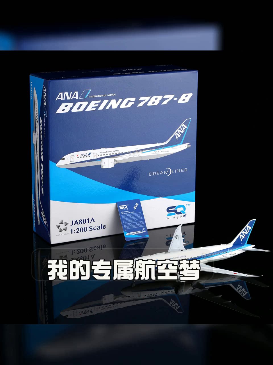 SQ Wings 1:200 合金飞机模型，全日空航空B787-8 JA801A JA802A 飞行