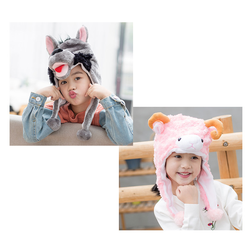 Cartoon show kindergarten dress up children wolf and sheep Christmas headwear cute little animal hat headgear hood
