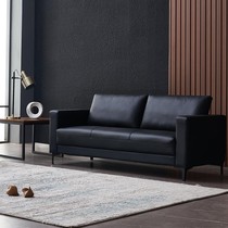 Dior simple modern sofa business office sofa large armrest large seat deep DA1099 black cowhide three-seat
