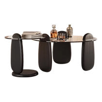 Lafufei tempered glass coffee table living room home round combination Internet celebrity style light luxury modern small apartment tea table