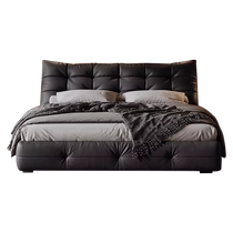 Tao Yi Italian minimalist leather bed master bedroom high-end atmosphere 2024 new wedding bed bedroom soft package double bed black