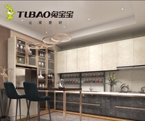 Bunny Kitchen Cabinet Customized Quartz Stone Countertop Open Mediterranean Island 4 Meter Cabinet Package