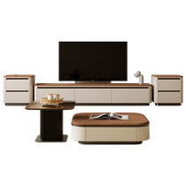 Kailuo Yimeng 2024 new retro walnut color light luxury mid-century style living room coffee table TV cabinet combination