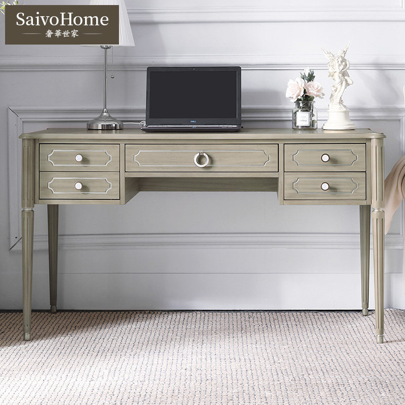 Luxurious Family American Light Extravagant Bedroom Bookroom Study Full Solid Wood Desk Small Family Type Brief Home Computer Desk