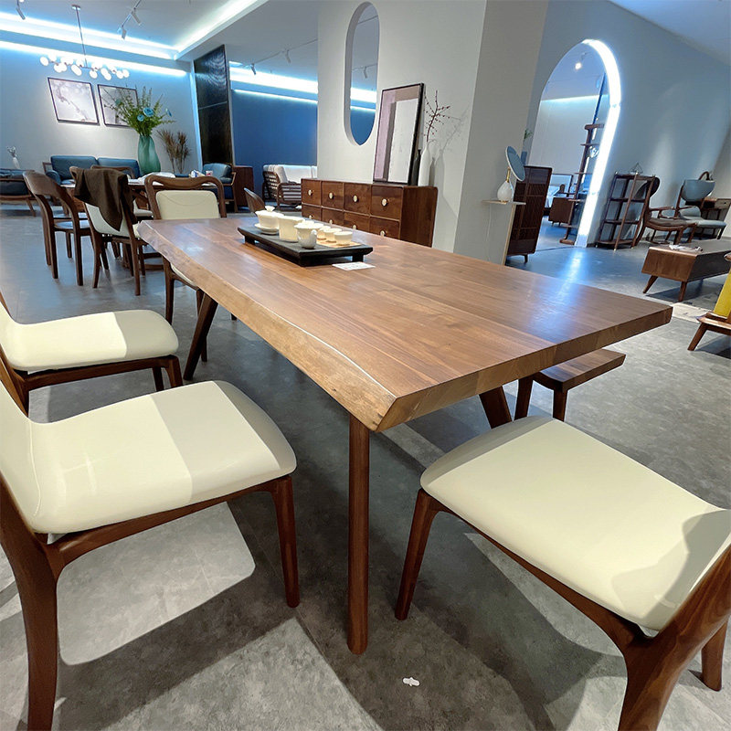 ten wood nine for full solid wood dining room One table six chairs Home Small family Type modern minimalist Rectangular Dining Table and chairs Combined