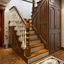 Whole house custom-made solid wood stair handrails and small columns custom-made duplex lockers floor guardrails step boards Apollo stairs