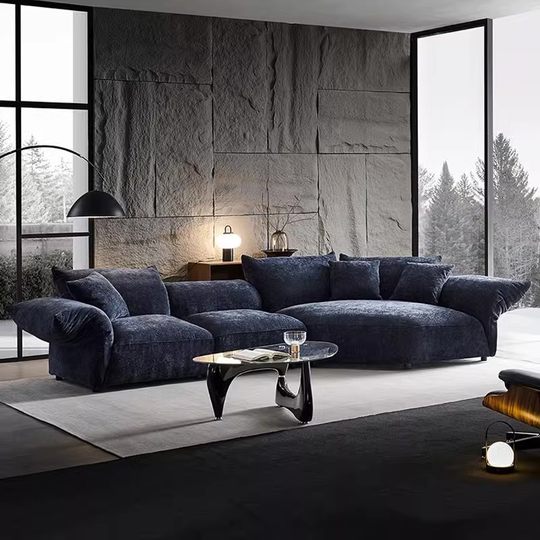 Sofá de pétalos Yunxin, sofá de tela de chenilla con lema minimalista italiano, sofá de alta gama con asiento de concubina imperial curvo de forma especial