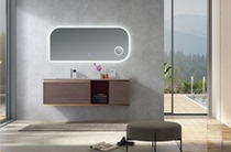 (Nanming) Yuma high-end home bathroom cabinet 1 6m black walnut slate undercounter basin smart mirror