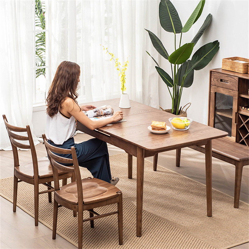 Log wise as LOGSTYLE LIGHT LAVISH TABLE Telescopic Imported Full Solid Wood Nordic Style Modern Home