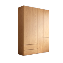 Muzue solid wood wardrobe bedroom household small apartment storage cabinet modern simple log style flat door oak wardrobe
