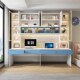 Eisenai Solid Wood Double Desk and Bookshelf Combination, Light Luxury Modern Computer Desk and Bookcase Integrated Bedroom Study Table