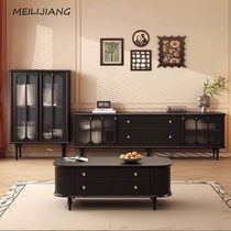 Murray Craftsman antique cherry wood solid wood TV cabinet coffee table side cabinet living room combination furniture retro stainless steel cabinet