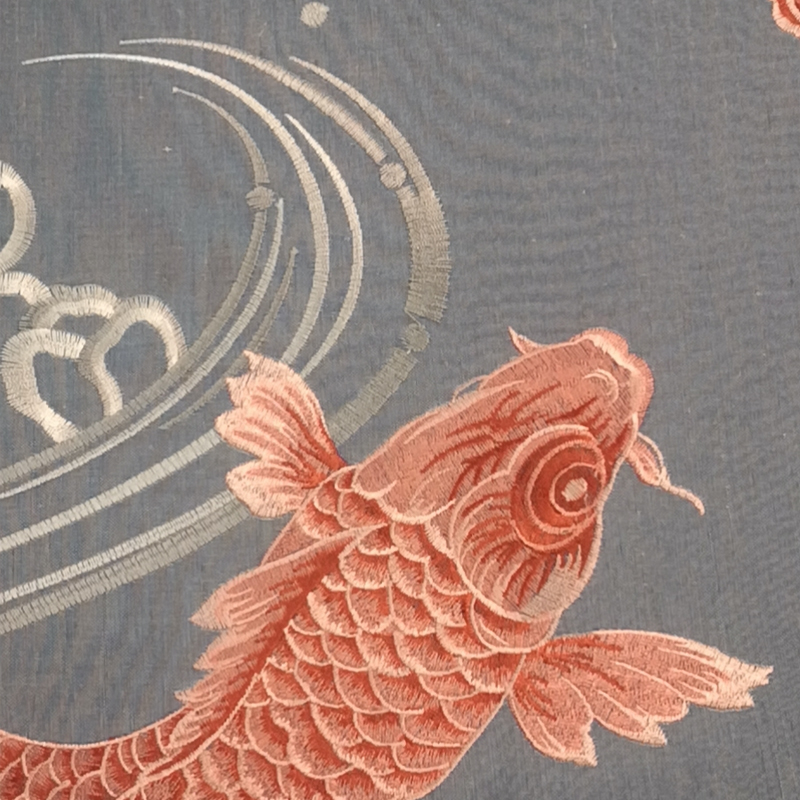 Rouran wall cloth Koi embroidery light luxury Chinese minimalist style wallpaper indoor living room bedroom TV background wall