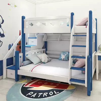 In the castle children bed boys and a bunk bed as well as pillow multi-function composite solid wood bunk bed double