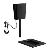 TOTGG black squat toilet household ceramic squat toilet deodorant squat pit water tank complete toilet squat pit