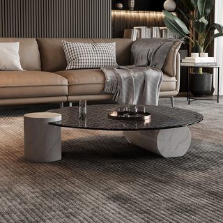 Журнальный столик из закаленного стекла с эффектом водной ряби Helen Xianu Baxter для гостиной, подходит для небольших квартир, легкий, роскошный, минималистичный круглый приставной столик.