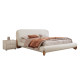 Italian-Style Minimalist Cream-Colored Bed for Small Apartments, Solid Wood Bed with a Soft Lamb Wool Upholstery, Double Bed