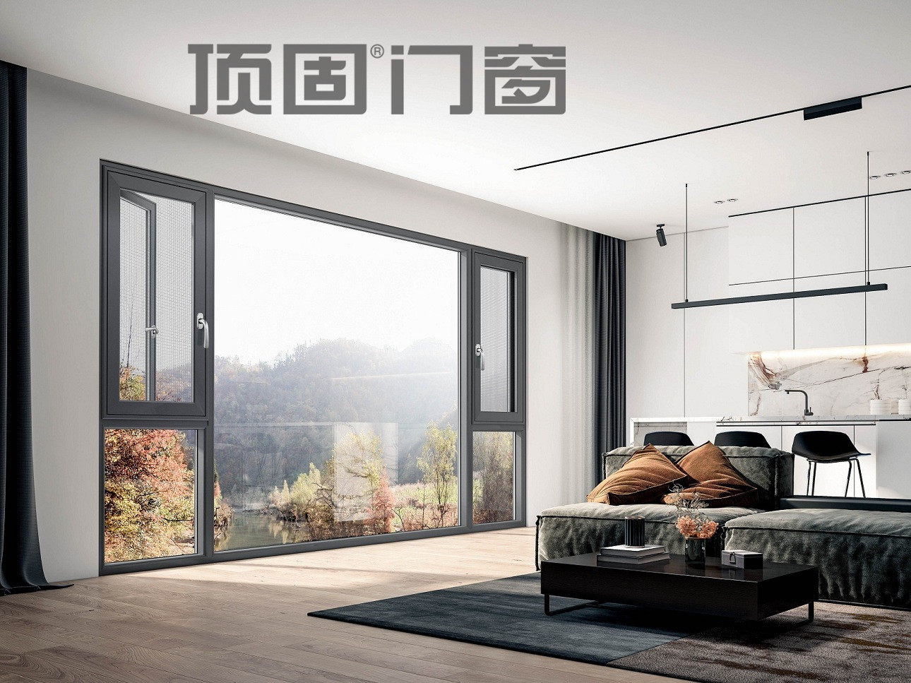 Top solid doors and windows 108 broken bridge aluminum alloy seal balcony windows sound insulation and heat insulation titanium Aluminum alloy special price