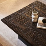 奈杰尔 Журнальный столик в бельгийском стиле в стиле ретро, ​​дубовый черный журнальный столик с ручной резьбой для гостиной, элитный чайный столик