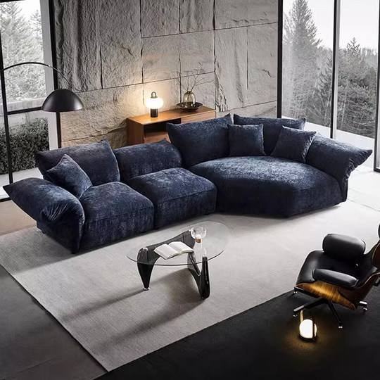 Sofá de pétalos Yunxin, sofá de tela de chenilla con lema minimalista italiano, sofá de alta gama con asiento de concubina imperial curvo de forma especial