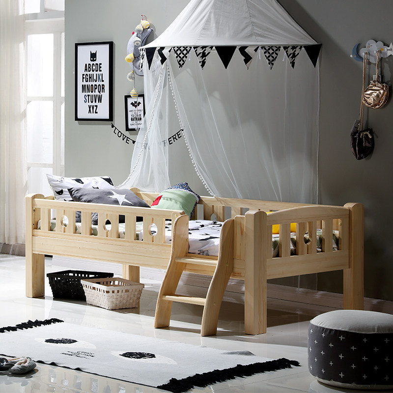 LHAABC full solid wood children bed small dwarf bed multifunction children's bed splicing large bed eco-friendly side crib